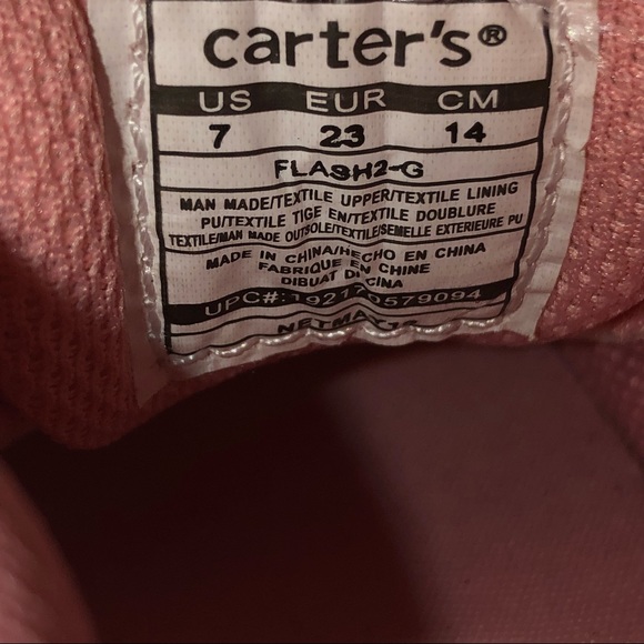 NWT Carter's Unisex-Child Flash Sneaker Color-Rose Gold (Pink)Size 7 - Picture 9 of 11
